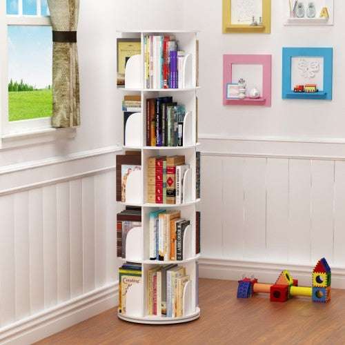 5 Tier 360° Rotating Stackable Shelves Bookshelf Organizer 5 Tier 360° Rotating Stackable Shelves Bookshelf Organizer